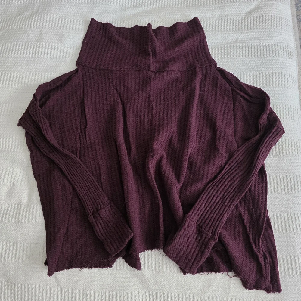 Free People Juicy Ribbed Eggplant Sweater L
